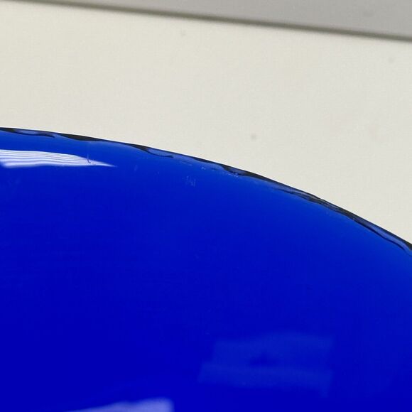 MCM Vintage Cobalt Blue Glass Serving Bowl MCM Textured‎ Bottom HTF - Picture 4 of 11